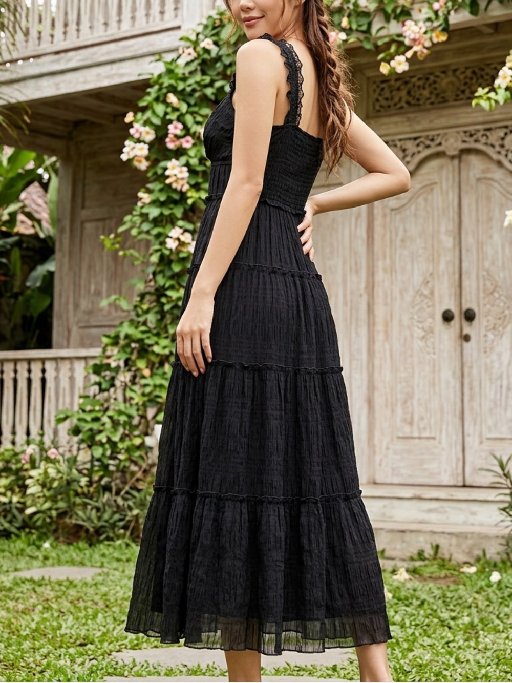 Twilight Garden Ruffle Tiered Maxi Dress
